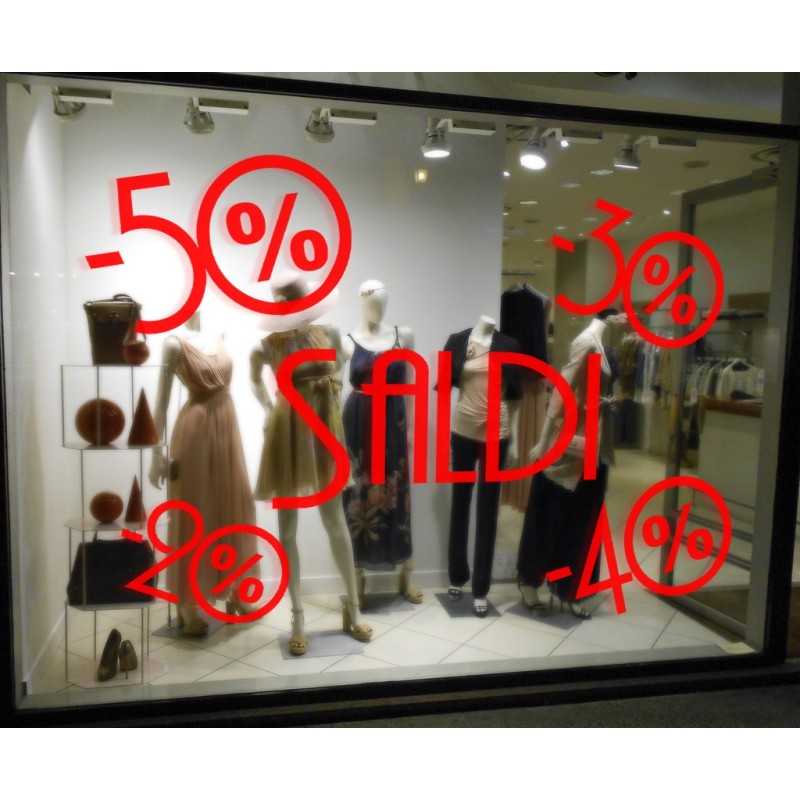 Kit 1 - vetrofanie, adesivi per saldi 58x58cm 