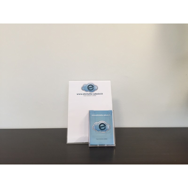 Espositore da tavolo inclinato A4 + portabrochure 1/3 A4 (pieghevole a 3 ante A4)